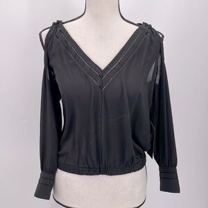 NWT Marciano cold shoulder black peasant style blouse size XS